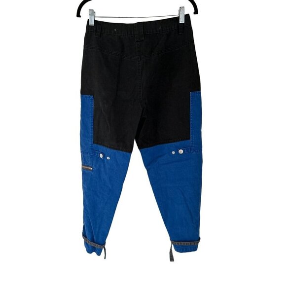 BLUE REVIVAL Cargo Jeans Color-block Blue Black Zippers Size 28 - Picture 5 of 9